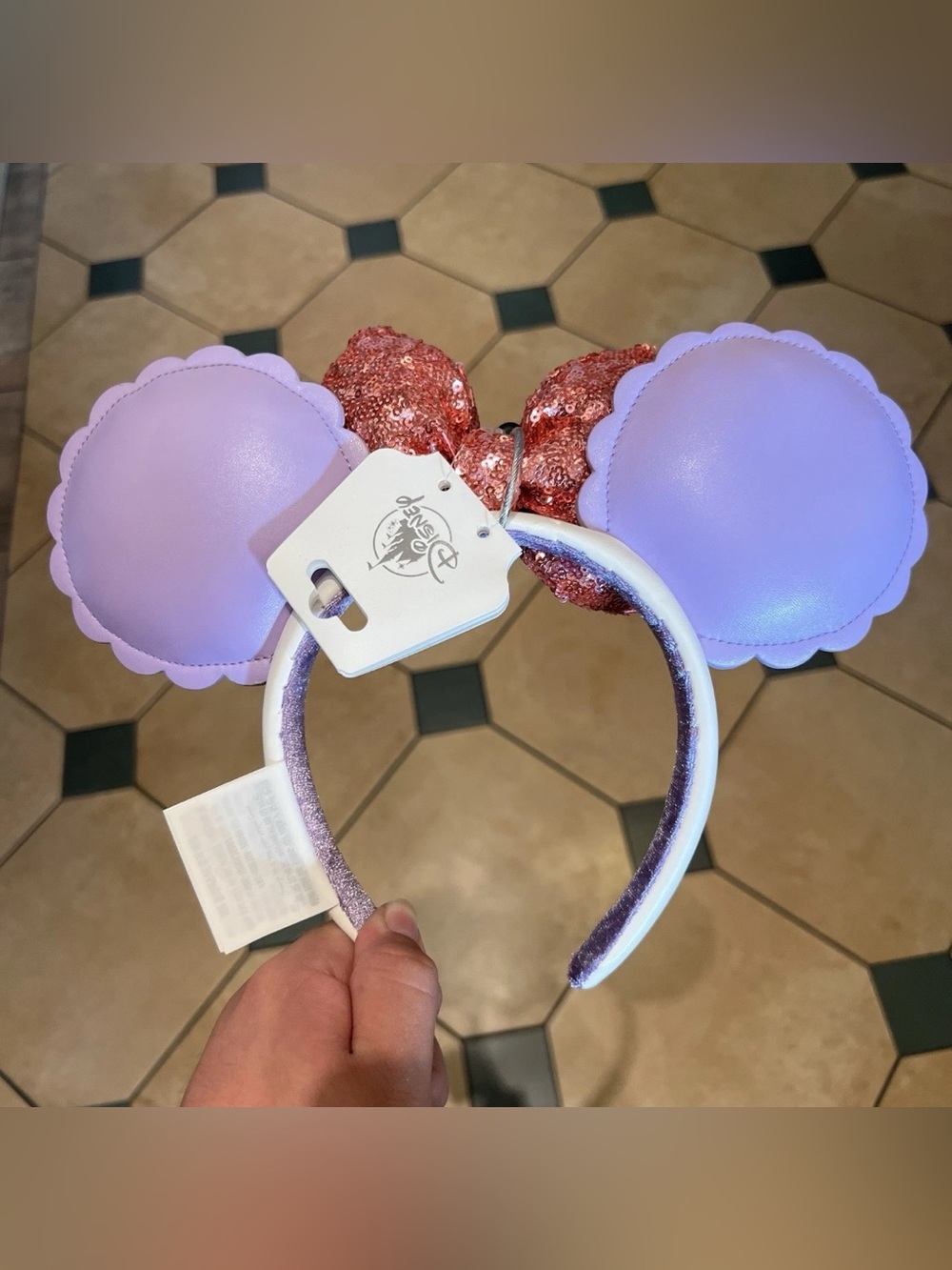 Disney Parks Daisy Duck Flowers Ears Sequin Bow Headband NEW - Picture 2 of 2